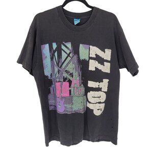 Fruit of the Loom Mens Large Single Stitch ZZ Top short sleeve tee FLAWED